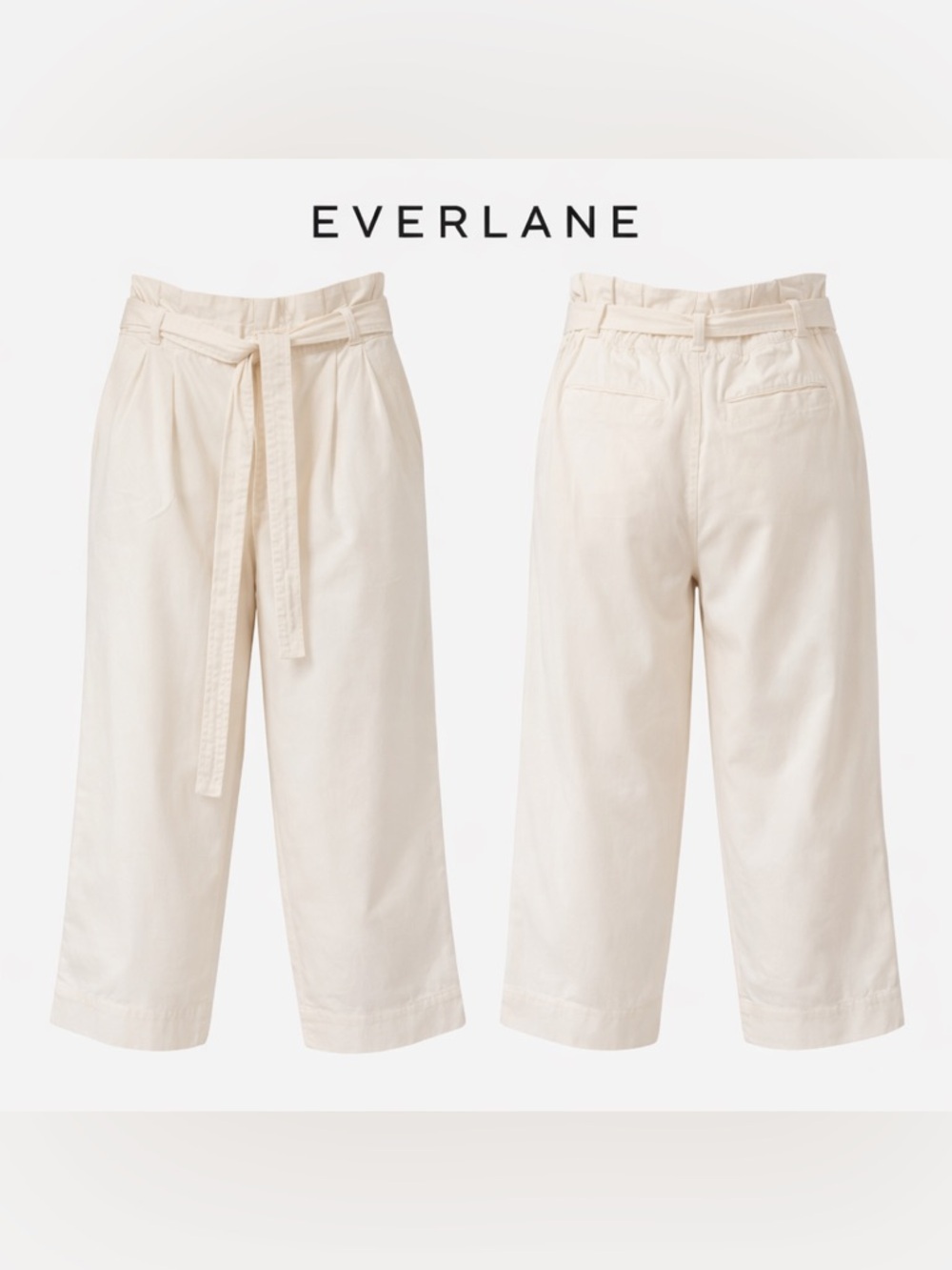 Everlane Women's Beige Organic Cotton Wide-Leg Pants Size XL